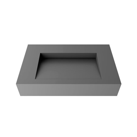 Castello Usa Pyramid 30 in Solid Surface Wall-Mounted Bathroom Sink in Gray with No Faucet Hole CB-GM-2053-30-G-NH